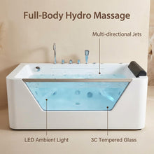 Load image into Gallery viewer, 67" Whirlpool Bathtub ,Hydrotherapy Jetted Bathtub with Glass Panel, 7 Jets,3-Side Apron,89 Gallons,White