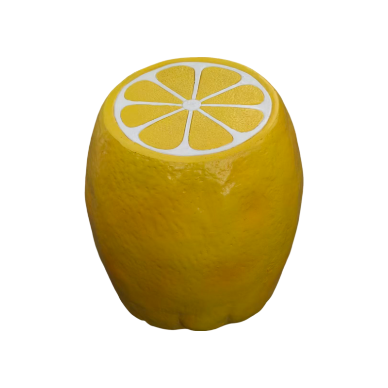 Yellow Lemon Fruit Stool, 14"Oversized Resin Stool, Side Table, Home Decor Plant Stand Garden Indoor Outdoor Decorations, Multi-Purpose Innovative Garden Furniture
