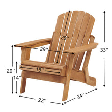 Load image into Gallery viewer, Oversize Wooden Outdoor Folding Adirondack Chair with Pre-Assembled BackRest &amp; SeatBoard, Wood Patio Chair for Garden Backyard Porch Pool Deck Firepit