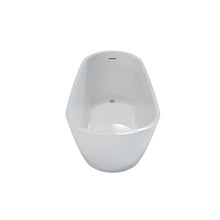 Load image into Gallery viewer, 55" Acrylic Freestanding Bathtub, Deep Soaking Contemporary Stand Alone Bath Tub with Pop-up Drain &amp; Integrated Overflow, Chrome-Finish Drain Cover, Glossy White GF-26A04-55