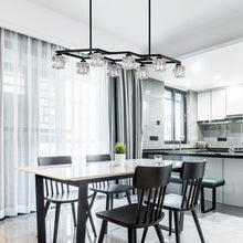 Load image into Gallery viewer, Matte Black Crystal  Chandelier for Dining Room, 8-Light Kitchen Chandelier Light Fixture Modern Metal Industrial  Chandeliers for Farmhouse Entryway Living Room (8*G9 Bulbs Included)