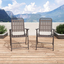 Load image into Gallery viewer, BROWN - [Instant Setup] 2-Piece Folding Chair, No Assembly Required, 350lb Capacity, Rust-Resistant &amp; Stain-Proof for Balcony/Garden