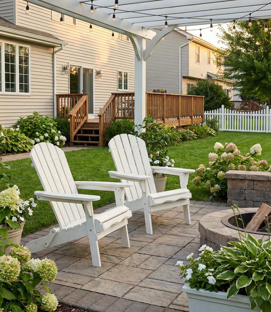 Wood Lounge Patio Chair for Garden Outdoor Wooden Folding Embossed Adirondack Chair Solid Wood Lounge Patio Chair with Wood Grain