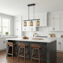 Load image into Gallery viewer, Elysian Three Lights Island With Natural Rattan Shade Farmhouse Chain Ceiling Lamp