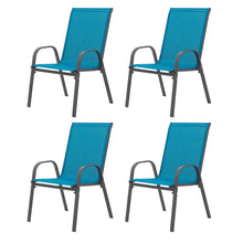 Load image into Gallery viewer, 4 Piece Patio Chairs, Outdoor Camping Chairs with Breathable Textilene Fabric, Set of 4 Garden Chairs with Armrest High Backrest for Garden Patio Pool Beach Yard Space Saving ( Grey)
