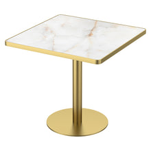 Load image into Gallery viewer, 31.5" Round Modern Tulip Dining Table, Sintered Stone Tabletop with Luxury Faux Marble Print, Stainless Steel Bracket Base, Scratch &amp; Wear Resistant, Waterproof Surface, Ideal for Indoor &amp; Outdoor Use