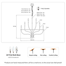 Load image into Gallery viewer, 24-Light Black Chandelier Industrial Iron Candle Chandelier Modern Suspended Farmhouse Chandeliers Pendant Light Fixtures for Dining Room Bedroom Living Room Kitchen Island Foyer E12 Bulb (NO Include)