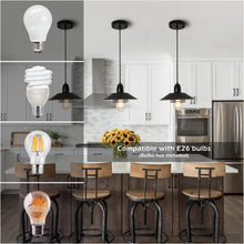 Load image into Gallery viewer, Farmhouse Vintage Pendant Light Black Fixture Pendant Lights with Spring Frame Adjustable Metal Hanging Lamp for Kitchen Island Dining Room Bedroom Living Room Barn Entryy, E26