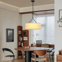 Load image into Gallery viewer, Modern 3-Light Fabric Pendant Light, Black Adjustable Drum Chandelier, Matte Black Fabric Shade Ceiling Light Fixture for Dining Room Living Room Bedroom