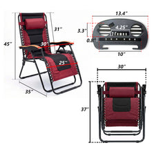 Load image into Gallery viewer, Oversized Padded Zero Gravity Chair, Foldable Patio Recliner, 30" Wide Seat Anti Gravity Lounger with Cup Holder, Support 400 LBS