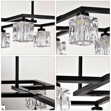 Load image into Gallery viewer, Matte Black Crystal  Chandelier for Dining Room, 8-Light Kitchen Chandelier Light Fixture Modern Metal Industrial  Chandeliers for Farmhouse Entryway Living Room (8*G9 Bulbs Included)