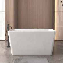 Load image into Gallery viewer, 47" Acrylic Freestanding Bathtub with seat: Spacious rectangle Shape, Gloss White Finish,Invisible Overflow &amp; Chrome Pop-Up Drain Cupc Certificate