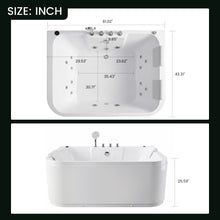 Load image into Gallery viewer, KORRA 61 Inch Acrylic Whirlpool Massage Bathtub for 2 Person 16 Water Jets LED Lights Heater for Jacuzzi Spa Massage
