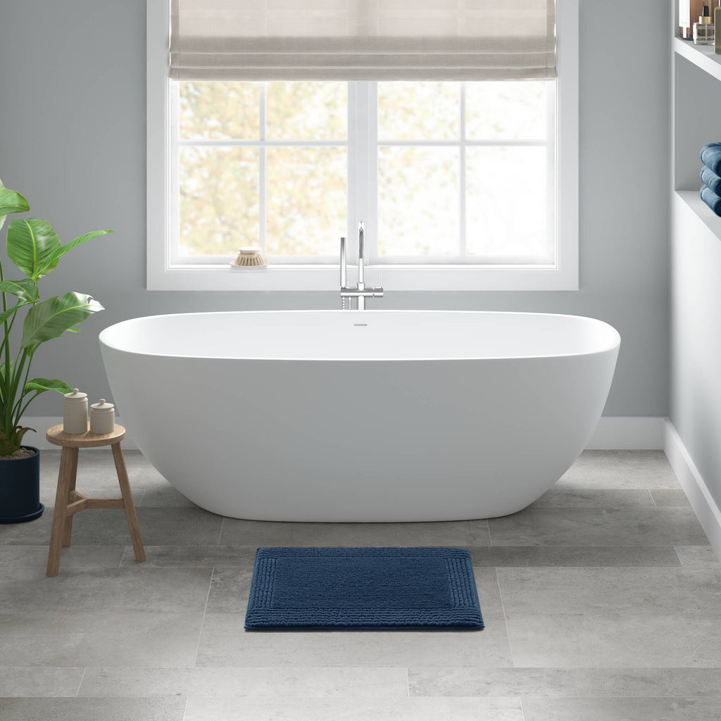 1 PCS 24x72" 100% Cotton Tufted 3000 GSM Reversible Bath Rug Navy