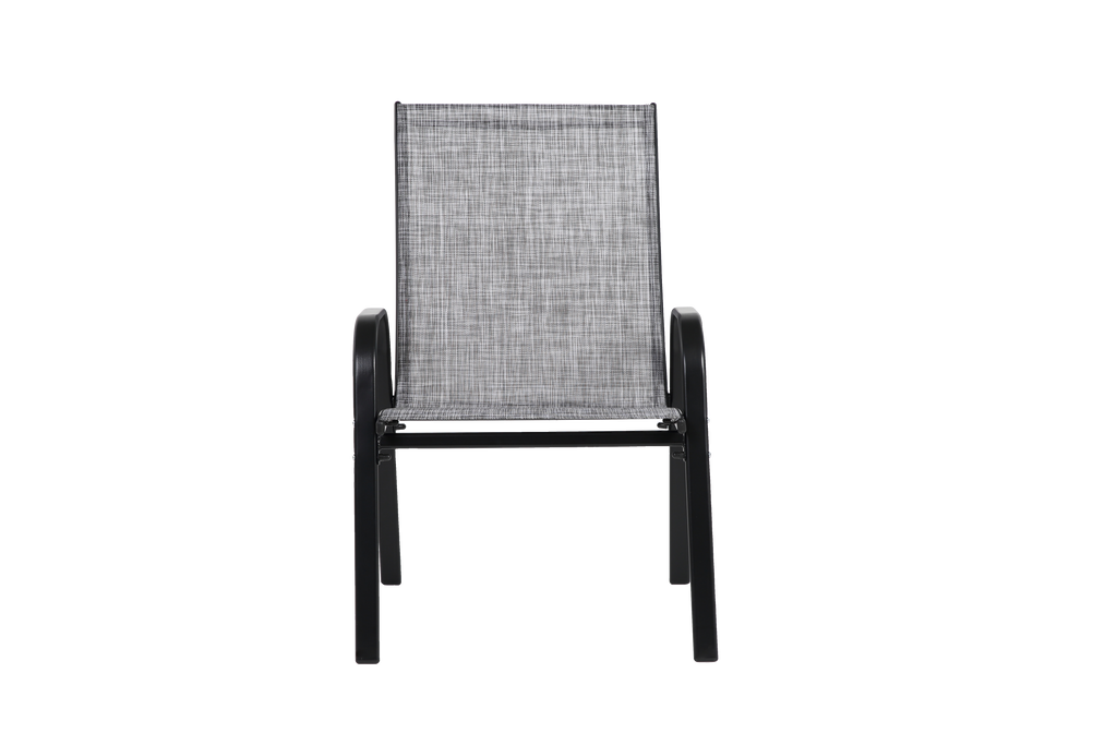 4 Piece Patio Chairs, Outdoor Camping Chairs with Breathable Textilene Fabric, Set of 4 Garden Chairs with Armrest High Backrest for Garden Patio Pool Beach Yard Space Saving ( Grey)