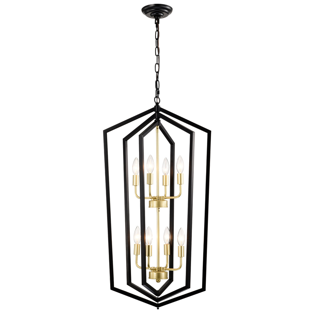 12-Light Lantern Tired Farmhouse Ceiling Hanging Light Black Chandelier Metal Modern Pendant Light Fixtures for Kitchen Island Dining Room Living Room Foyer Entryway(E12 Bulbs Not Included)