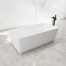 Load image into Gallery viewer, 67 inch freestanding solid surface soaking bathtub for bathroom