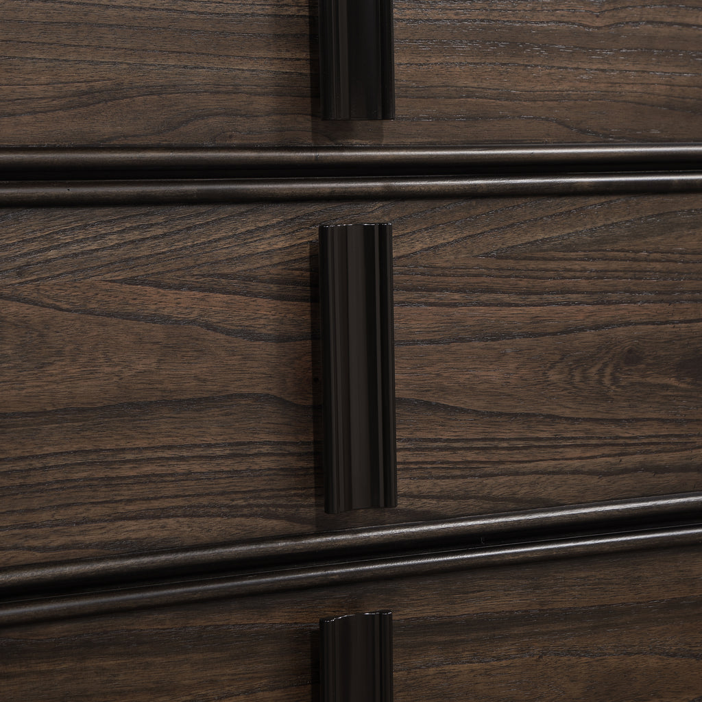 Aetheria Contemporary Wood 6-Drawer Dresser in Dark Brown