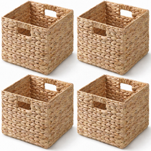 Load image into Gallery viewer, Ludmilla Rectangular Multi Purpose Water Hyacinth Woven Wicker Baskets with Handles - 16" x 12" x 13" - Natural Brown - For Towel, Toys, Magazine and Kitchen Storage