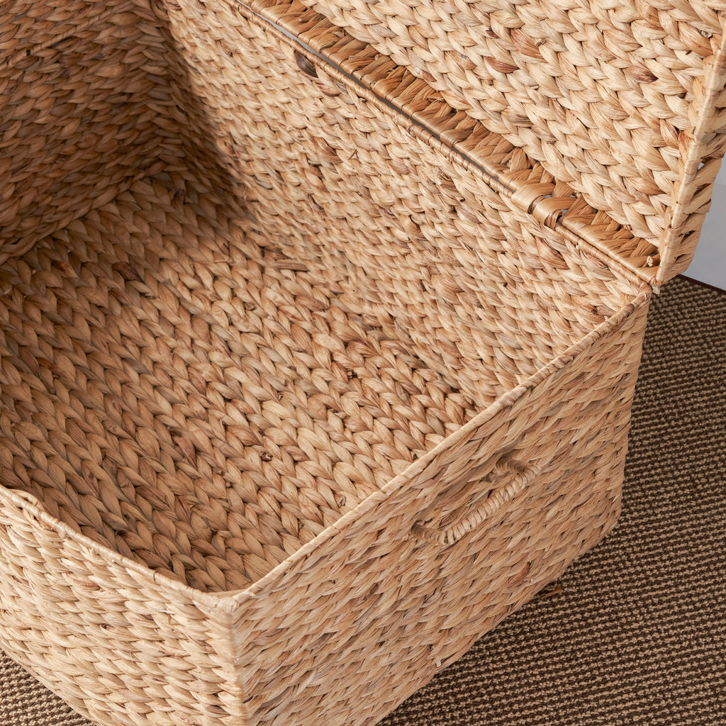 Ludmilla Rectangular Curve Water Hyacinth Woven Wicker Trunk with Handles - 26" x 19" x 14" - Natural Brown - For Clothes, Toys, Magazines and Book Storage
