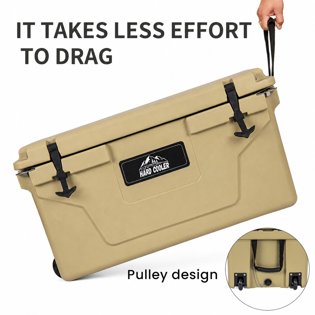 Khaki color ice cooler box 65QT camping ice chest beer box outdoor fishing cooler