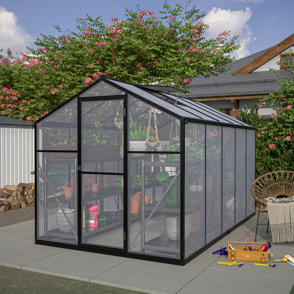 Polycarbonate Greenhouse,6'x 8' Heavy Duty Walk-in Plant Garden Greenhouse for Backyard/Outdoor
