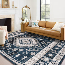 Load image into Gallery viewer, Area Rug 6x9 Vintage Bohemia Large Persian Non-slip Washable Rug For Living Room Kitchen Bedroom Living Room Geometry Blue/Black