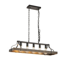 Load image into Gallery viewer, 34-Inch Black Gold Vintage Pendant Light, 5 E26 Bulb Sockets, Adjustable Chain Height – Antique Style Chandelier for Dining Room, Kitchen, or Living Room (Bulb Not Included)