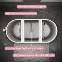 Load image into Gallery viewer, 55" Acrylic Freestanding Bathtub, Deep Soaking Contemporary Stand Alone Bath Tub with Pop-up Drain &amp; Integrated Overflow, Chrome-Finish Drain Cover, Glossy White GF-26A04-55
