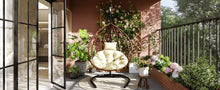 Load image into Gallery viewer, U_STYLE Indoor Outdoor Hanging Hammock Chair with Stand, Foldable Rattan Egg Swing Chair with Iron Frame and Plush Cushion &amp; Removable Headrest,Suitable for Porch Garden,Balcony,Indoor