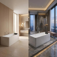 Load image into Gallery viewer, 67-inch single-person luxury whirlpool bathtub, equipped with multiple sets of massage nozzles, featuring a dazzling light therapy atmosphere, and certified with precision craftsmanship accessories