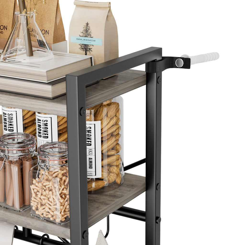 Kitchen Bakers Rack, 23.6 inch Width Bakers Rack, Kitchen Stand with X-Shaped Support Bar, 12 S-Shaped Hooks, Double-Layer Top Shelf, Coffee Bar Stand for Dishes & Bowls, Spice Bottles
