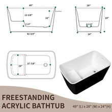 Load image into Gallery viewer, 49'' x 28'' Acrylic Freestanding Soaking Bathtub, Square-shape Japanese Soaking Hot Tub, Sit-In Design with Chrome Overflow and Drain, Available for Express Delivery, Glossy Black 23AMA-49B