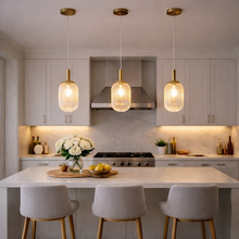 Load image into Gallery viewer, Gemma Pendant Lamp - Gold and Clear  110-120V 1PC