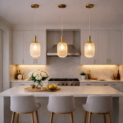 Gemma Pendant Lamp - Gold and Clear  110-120V 1PC