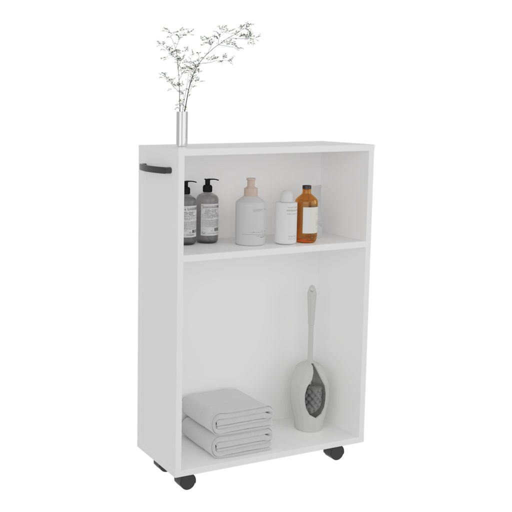 Wiley Storage Cart With Casters, Multipurpose Organizer with Open Shelves And Compact Design, White