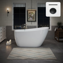 Load image into Gallery viewer, 55" Acrylic Freestanding Bathtub, Deep Soaking Contemporary Stand Alone Bath Tub with Pop-up Drain &amp; Integrated Overflow, Chrome-Finish Drain Cover, Glossy White GF-26A04-55