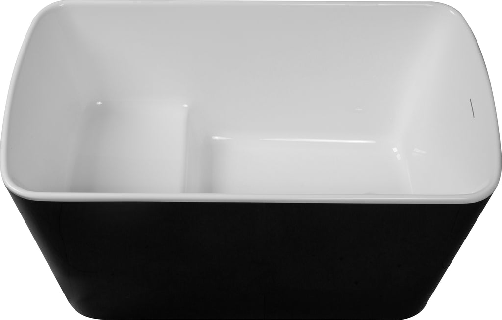 49'' x 28'' Acrylic Freestanding Soaking Bathtub, Square-shape Japanese Soaking Hot Tub, Sit-In Design with Chrome Overflow and Drain, Available for Express Delivery, Glossy Black 23AMA-49B