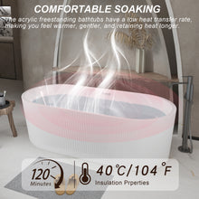Load image into Gallery viewer, 59"Linear AcrylicFreestanding Bathtub Stand Alone Soaker Tub, Glossy White Acrylic, POP-UP Chrome Drain, cUPC Certified