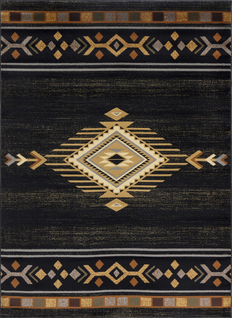 Tribes GC_YLS4001 Black 2 ft. x 3 ft. Southwest Area Rug