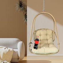 Load image into Gallery viewer, Swing Egg Chair with Stand Indoor Outdoor Wicker Rattan Patio Basket Hanging Chair with C Type bracket , with cushion and pillow,Patio Wicker folding Hanging Chair( Special construction cup holder