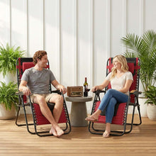 Load image into Gallery viewer, Oversized Padded Zero Gravity Chair, Foldable Patio Recliner, 30" Wide Seat Anti Gravity Lounger with Cup Holder, Support 400 LBS