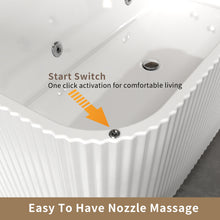 Load image into Gallery viewer, 67" Rectangle Linear Acrylic Massage Whirlpool Bathtub Freestanding Bathtub Stand Alone Soaker Tub, Glossy White Acrylic, POP-UP Chrome Drain, cUPC Certified