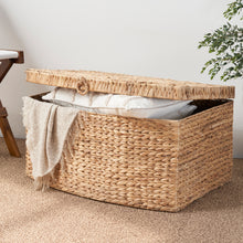Load image into Gallery viewer, Ludmilla Rectangular Curve Water Hyacinth Woven Wicker Trunk with Handles - 26" x 19" x 14" - Natural Brown - For Clothes, Toys, Magazines and Book Storage