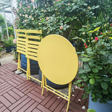 Load image into Gallery viewer, 3 Piece Patio Bistro Set of Foldable Round Table and Chairs, Yellow