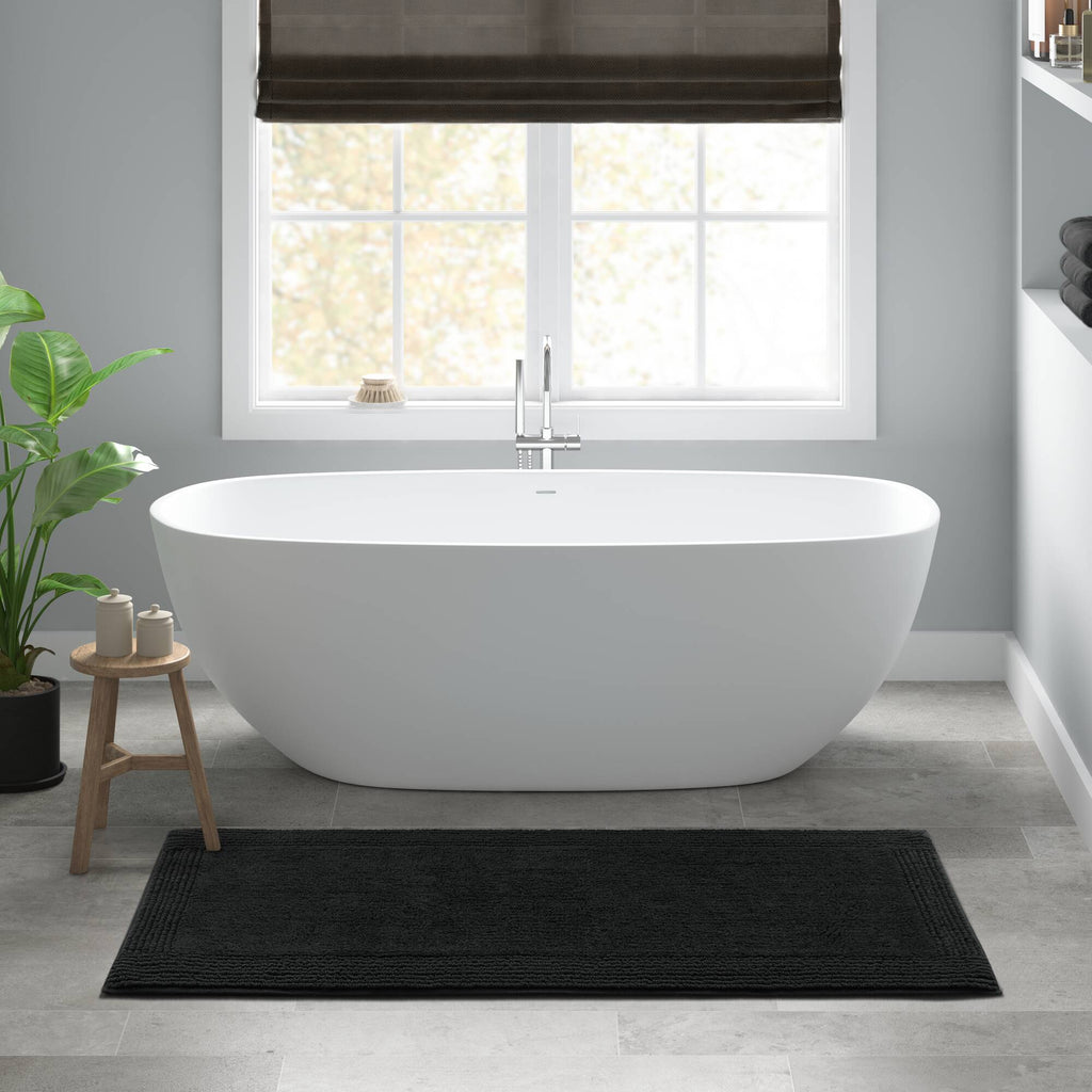 1 PCS 24x72" 100% Cotton Tufted 3000 GSM Reversible Bath Rug Navy