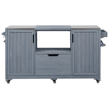 Load image into Gallery viewer, K&amp;K 66.5" Outdoor Kitchen Island for Big Green Egg Grills, Solid Wood Outdoor Grill Cart for Tabletop Grill with Stainless Steel Top, Drawer, Compatible with Large Big Green Egg, Kamado Joe- Grey Blue