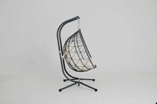 Load image into Gallery viewer, 2 Persons Egg Chair with Stand Indoor Outdoor Swing Chair Patio Wicker Hanging Egg Chair Hanging Basket Chair with Stand for Bedroom Living Room Balcony