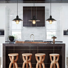 Load image into Gallery viewer, Farmhouse Vintage Pendant Light Black Fixture Pendant Lights with Spring Frame Adjustable Metal Hanging Lamp for Kitchen Island Dining Room Bedroom Living Room Barn Entryy, E26