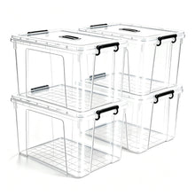 Load image into Gallery viewer, 4 Pack 90 QT Plastic Storage Bins with Lids,Clear Stackable Bins with Secure Latches and Handles Heavy-Duty Storage Containers For Home Office and Garage Organization
